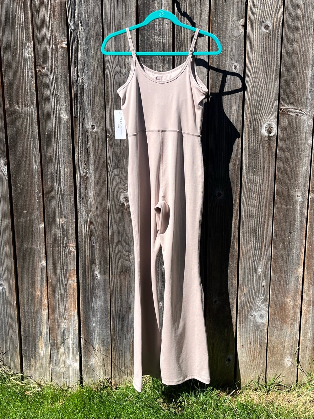 Yogalicious Lux oak brown illusion rib Scarlett flare jumpsuit Jumpsuit small - Picture 3 of 17